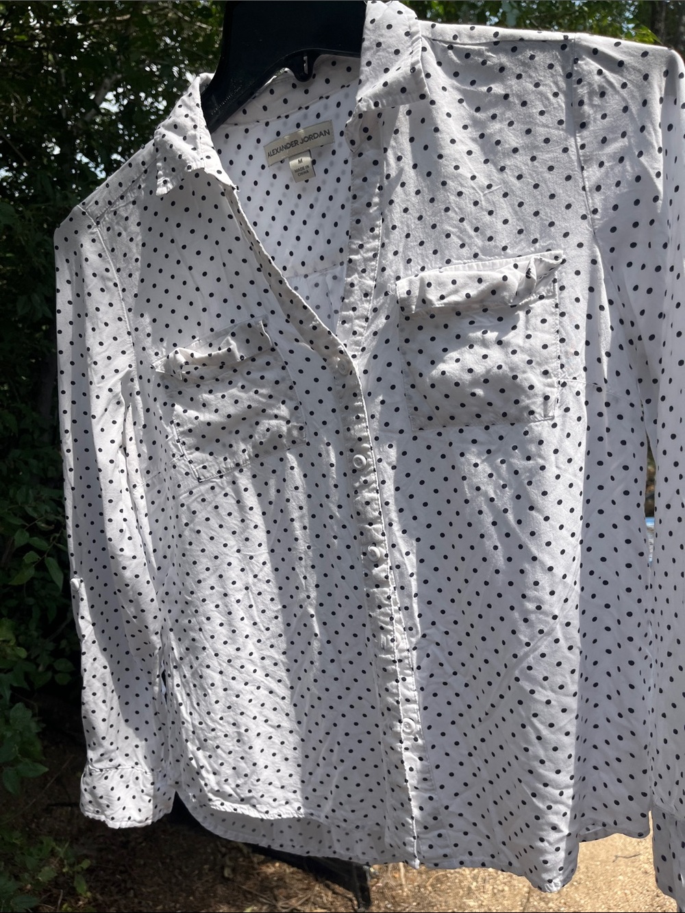 Alexander Jordan White Polka Dot Button-Down Shirt